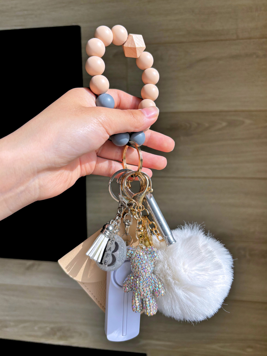 Taupe safety keychain medium