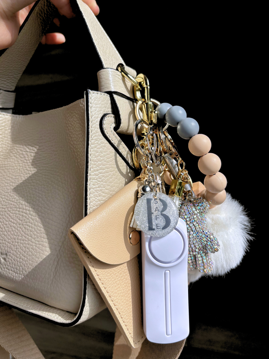 Taupe safety keychain medium