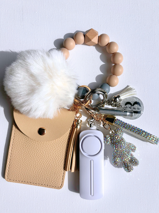 Taupe safety keychain medium