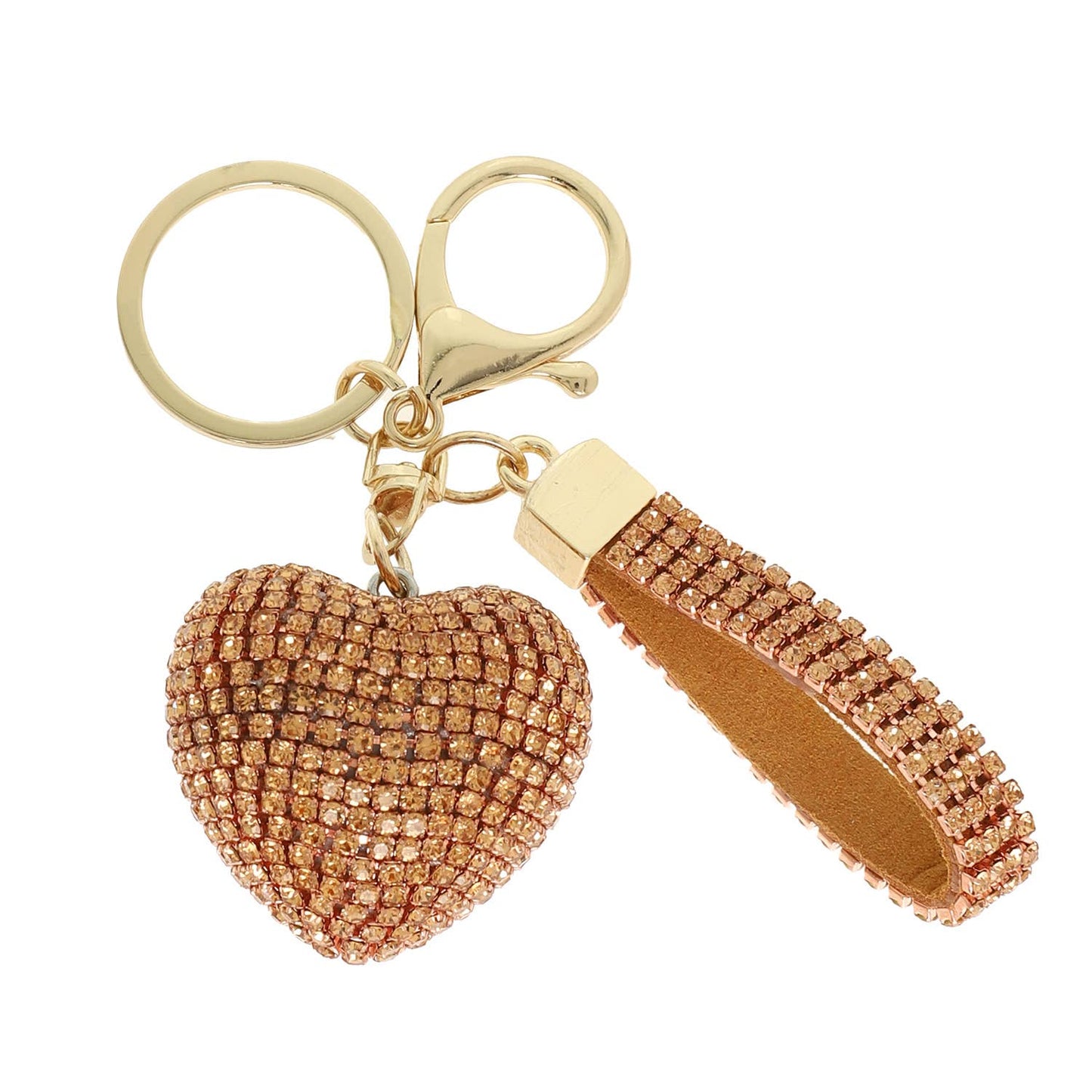 Rhinestone Embellished Heart Keychain