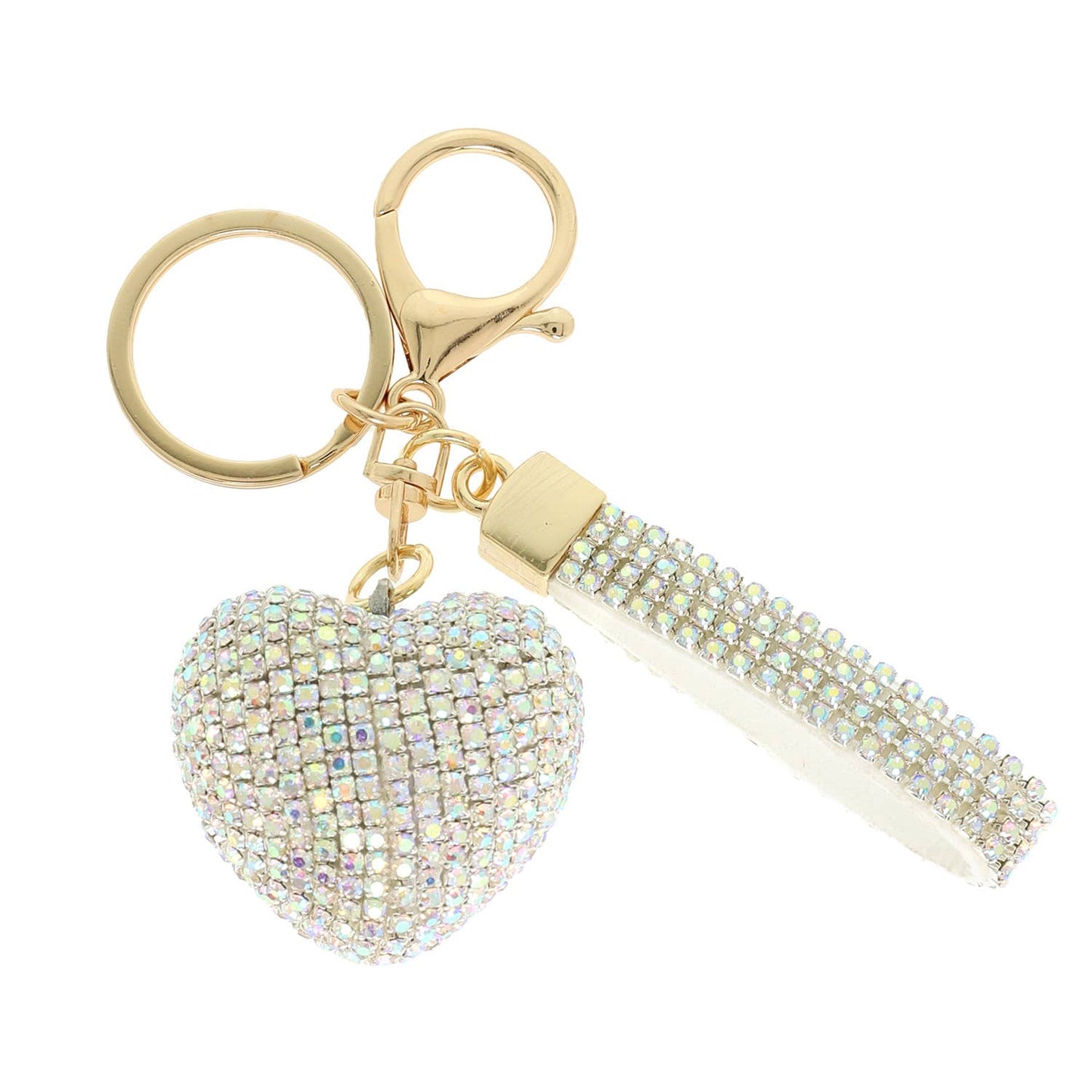 Rhinestone Embellished Heart Keychain