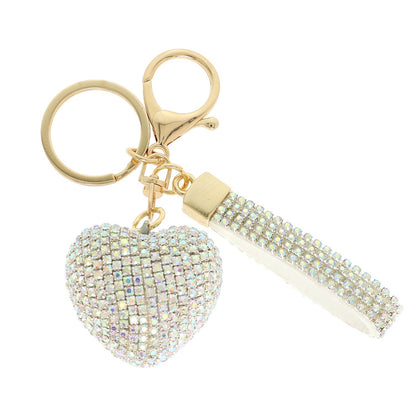 Rhinestone Embellished Heart Keychain