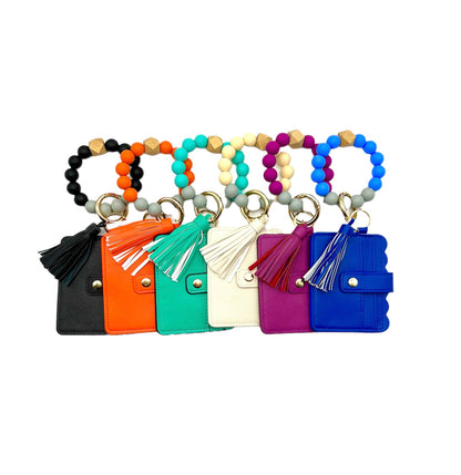 Fall Wallet Wristlet Silicone Bead Tassel Keychains