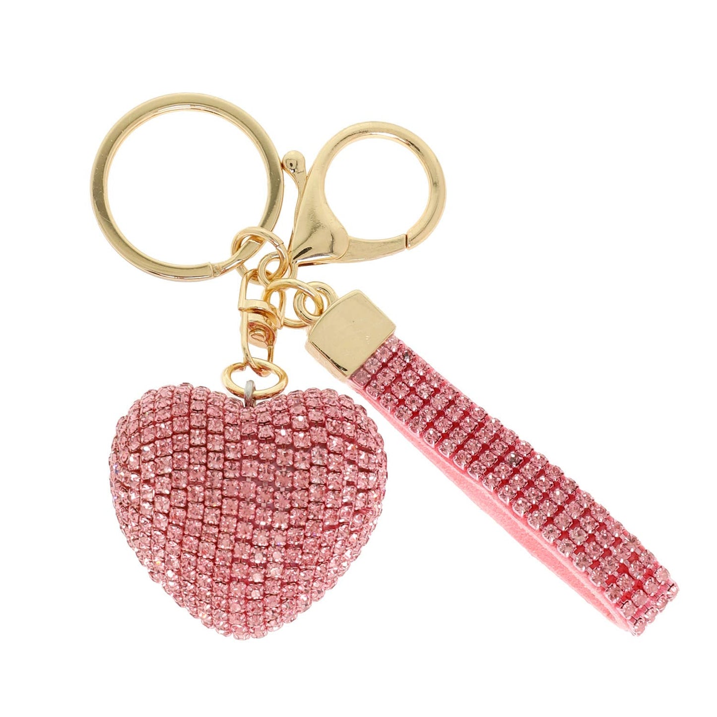 Rhinestone Embellished Heart Keychain