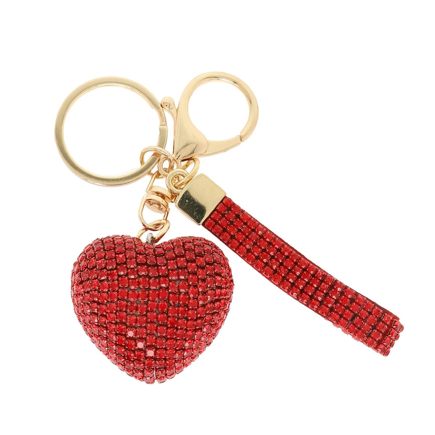 Rhinestone Embellished Heart Keychain