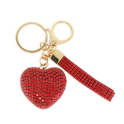 Rhinestone Embellished Heart Keychain