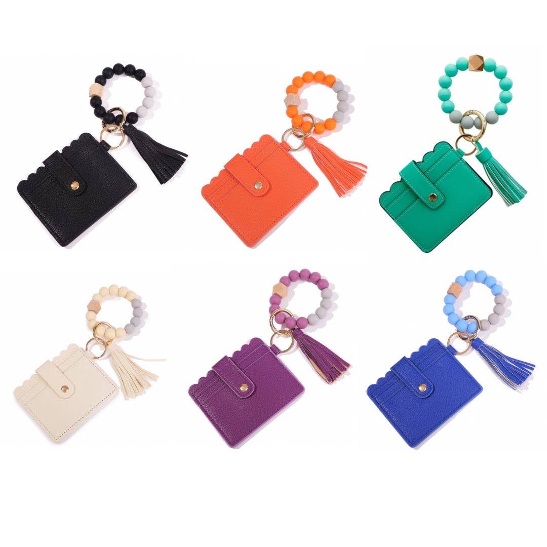 Fall Wallet Wristlet Silicone Bead Tassel Keychains